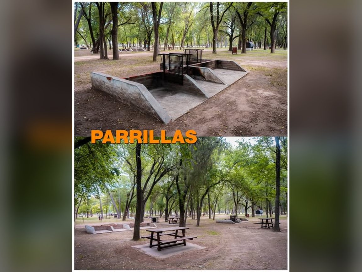 Parrillas: parrillas de material y mesas de camping en el predio