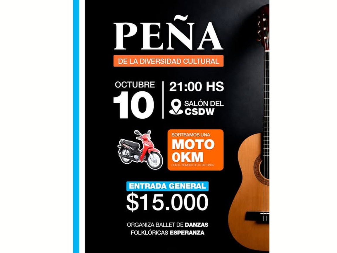 Afiche de la Peña de la Diversidad Cultural, sábado 10 de octubre en el Salón del CSDW