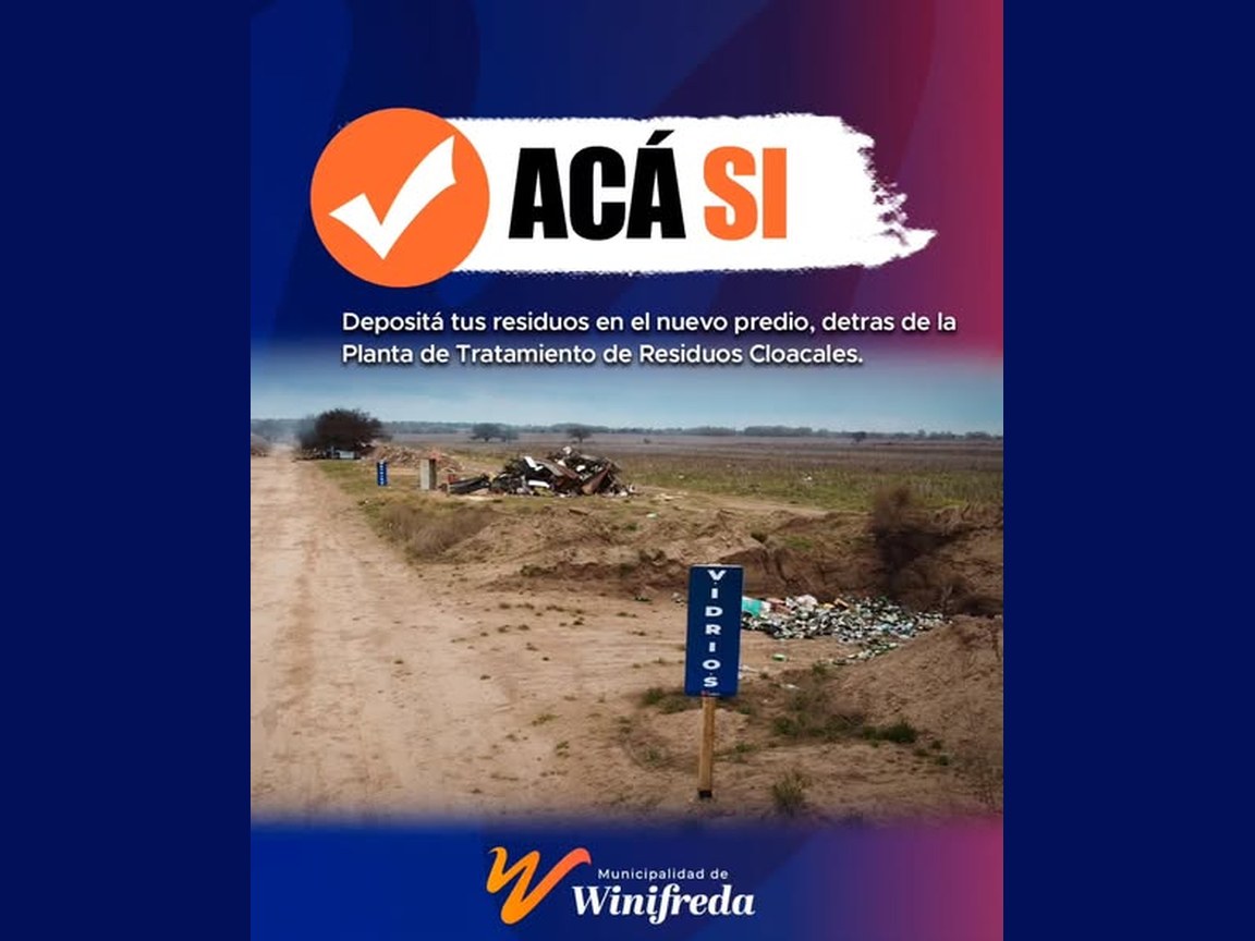 El predio habilitado detrás de la Planta de Tratamiento de Residuos Cloacales, con cartel de Acá Sí